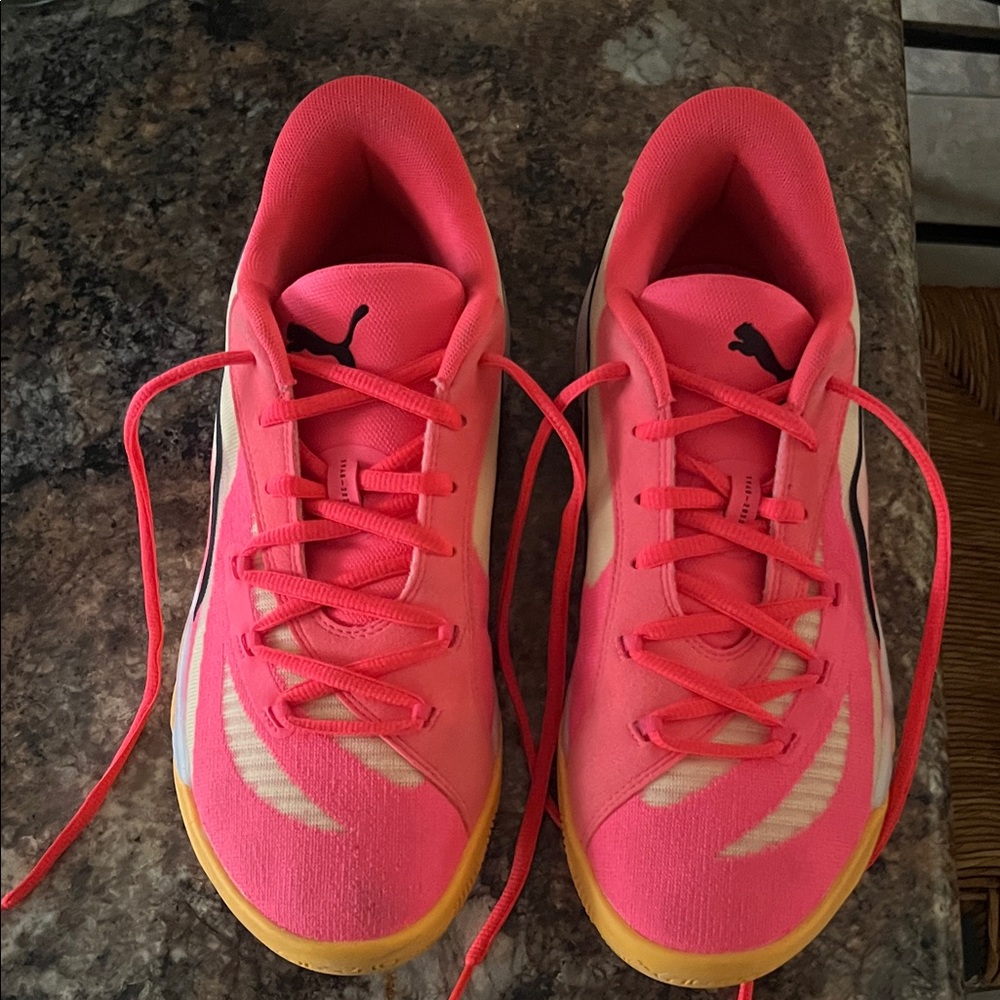 Puma Bright Pink and Yellow Athletic Shoes